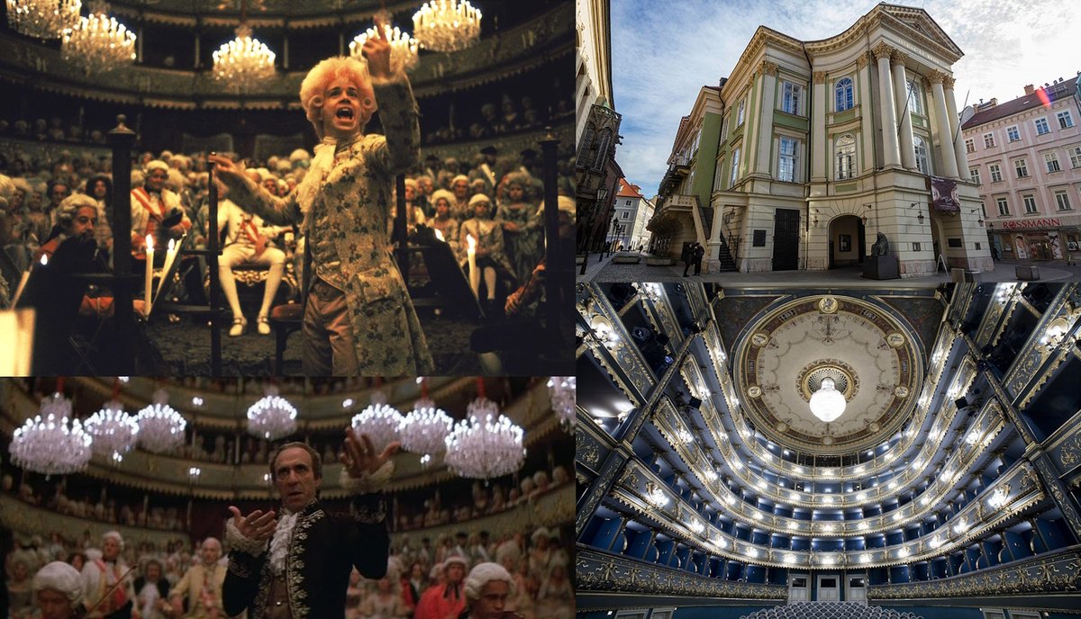 FilmPhonic's tweet photo. #TriviaTuesday: The performance of "Don Giovanni" as well as other operas depicted in 1984's 'Amadeus' was filmed at the National Theatre in Prague (aka the Estates Theatre), where Mozart's Italian opera premiered in 1787 and the only surviving opera house where he conducted. https://t.co/RDjoF6EvNr