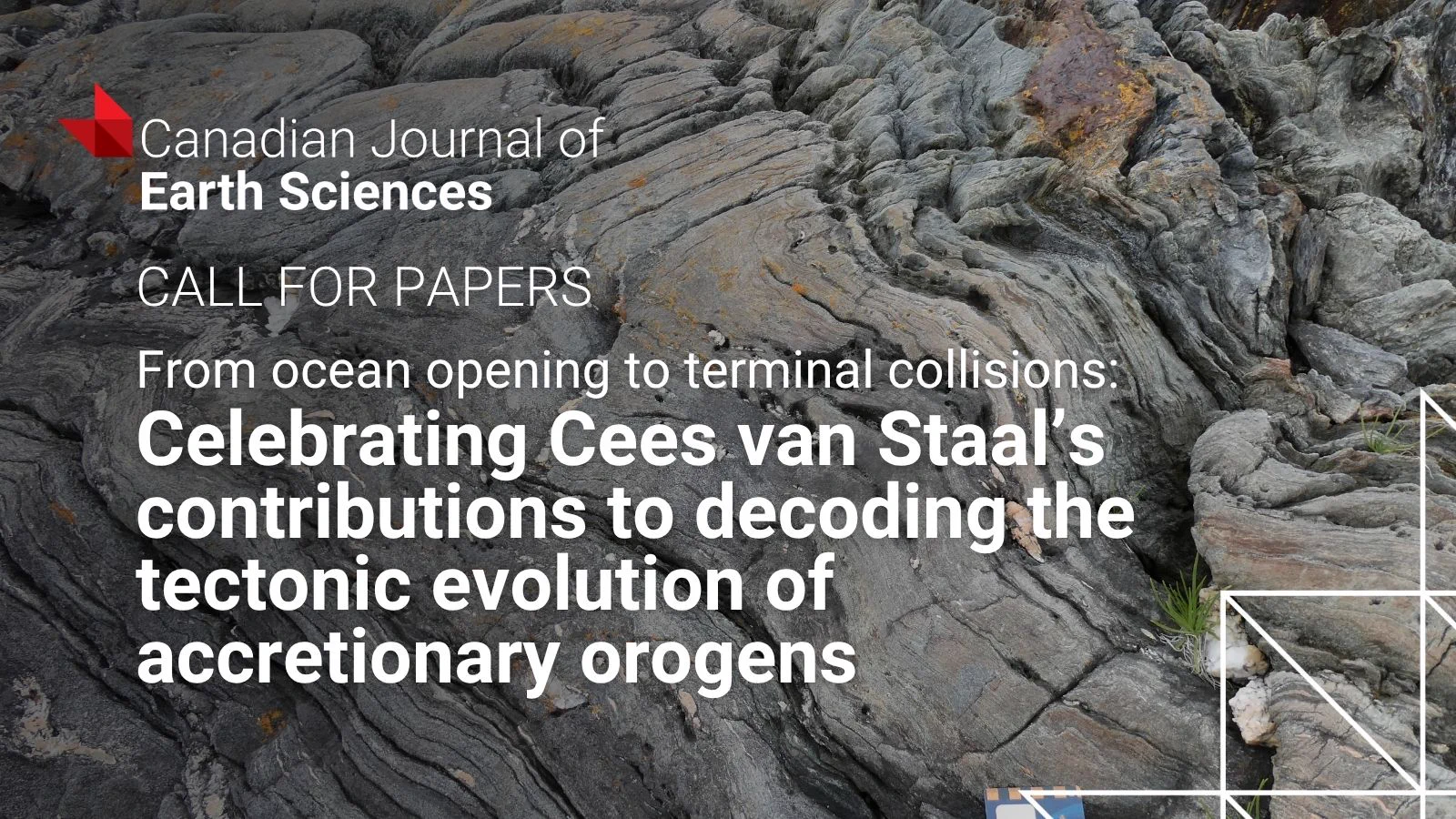 Close-up of folded and layered rock formations illustrating tectonic activity for a journal call on accretionary orogens.