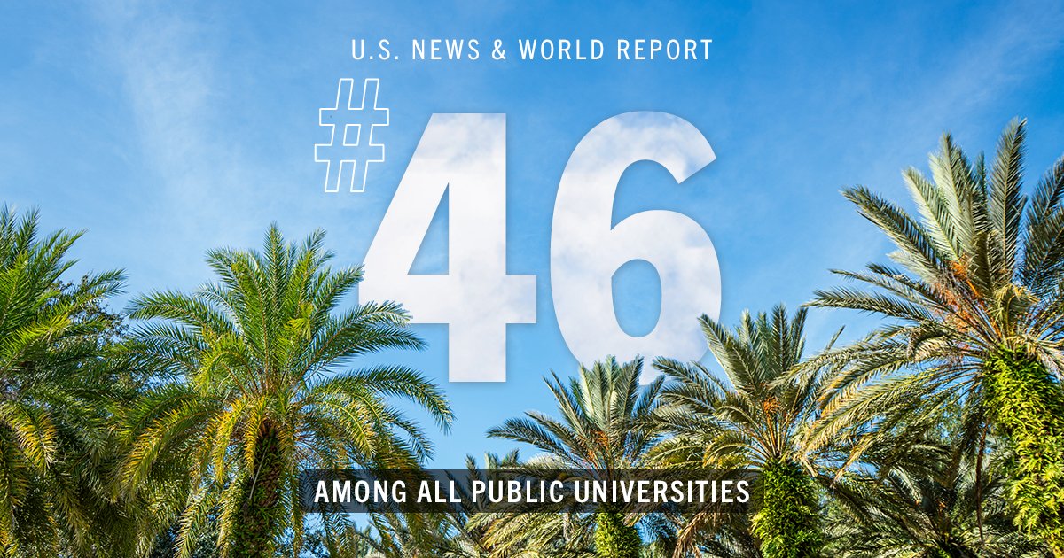 USouthFlorida's tweet photo. We’re proud to share that #USF has been ranked one of the Top 50 public universities in America for the eighth year in a row!🤘

According to the latest @usnews rankings, USF is No. 46 among public universities and No. 100 among all public or private universities in the nation.

🔗: https://t.co/0U4OloZ8gY