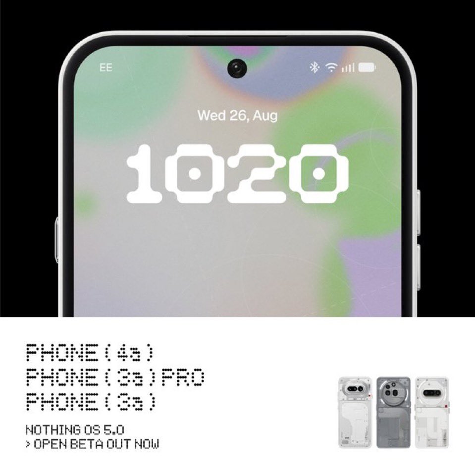 yuvinfo's tweet photo. Nothing OS 5.0 Open Beta is now rolling out to the Nothing Phone (4a), Phone (3a) Pro, and Phone (3a). 🚀 https://t.co/gsHcAhkVtv