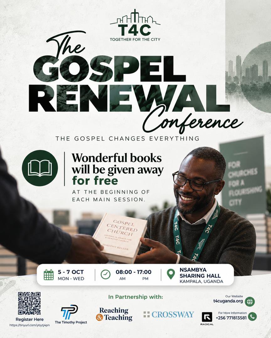T4CUganda's tweet photo. If you're a Pastor, or Ministry in and around Kampala — You're invited. 

Wonderful books will be given out for FREE at the Gospel Renewal Conference, so don't miss out! 

October 5–7, 2026 | Kampala, Uganda

Register today.👇🏽
https://t.co/4Ytqt4er99 https://t.co/2Yur6txp86