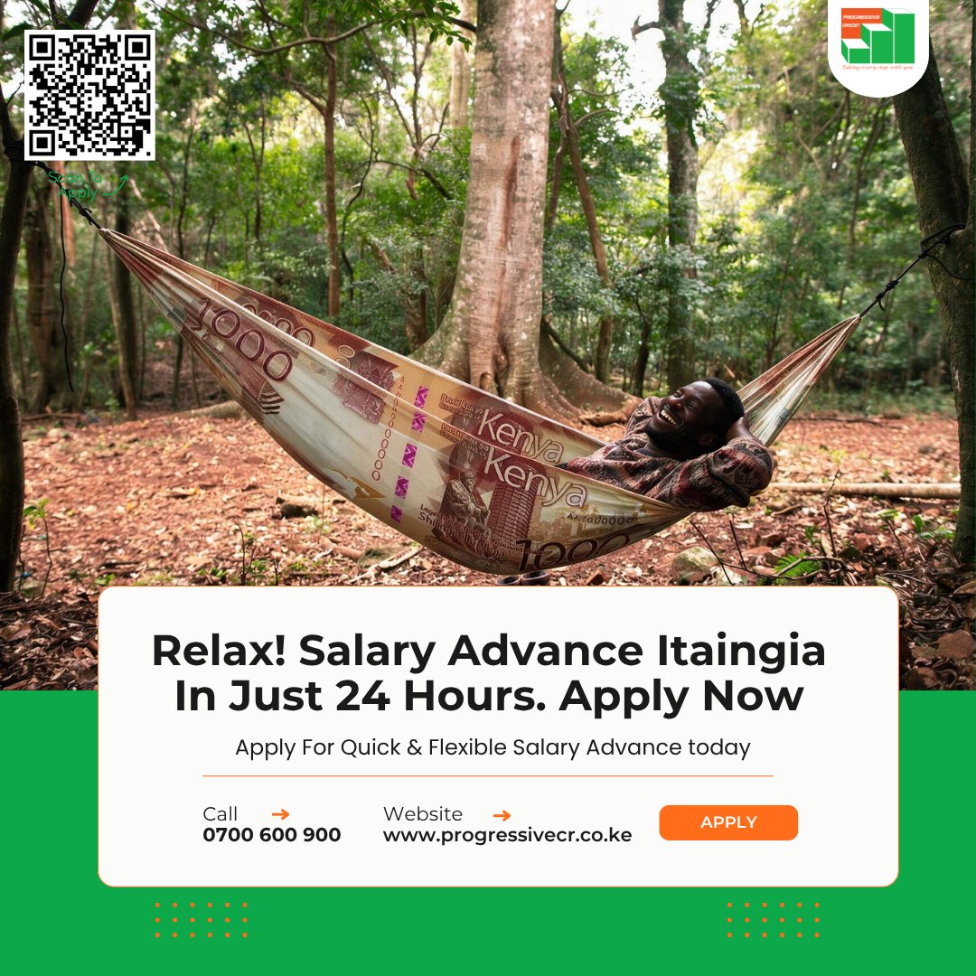 progressivecrke's tweet photo. Relax! At Progressive Credit, Your financial situation is sorted quick. Apply for Salary advance and get cash in just 24 hours.
Call us on 0700 600 900 or visit https://t.co/BhjdjwdGLi
#ProgressiveCredit #QuickFlexibleLoans https://t.co/TrtDUUNUs8