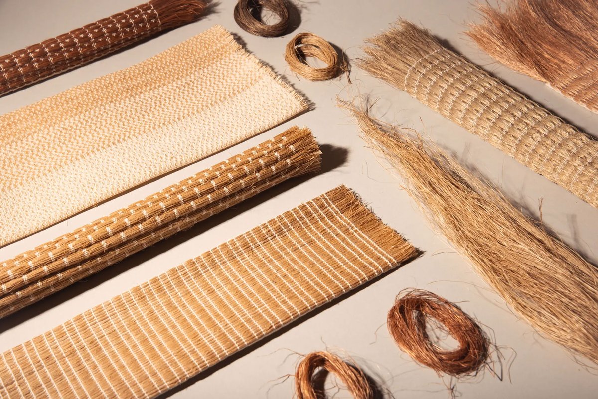 materialdistrct's tweet photo. Handwoven from Indonesian banana stem fibre, these lightweight textiles turn an agricultural by-product into surfaces for interiors. Inherited Future by Tumpuk Tindih Studio https://t.co/AlrYoJ1I3p
#MaterialoftheDay #Materials #BananaFibre #AgriculturalWaste #BiobasedTextiles https://t.co/5q4kLNgDuS