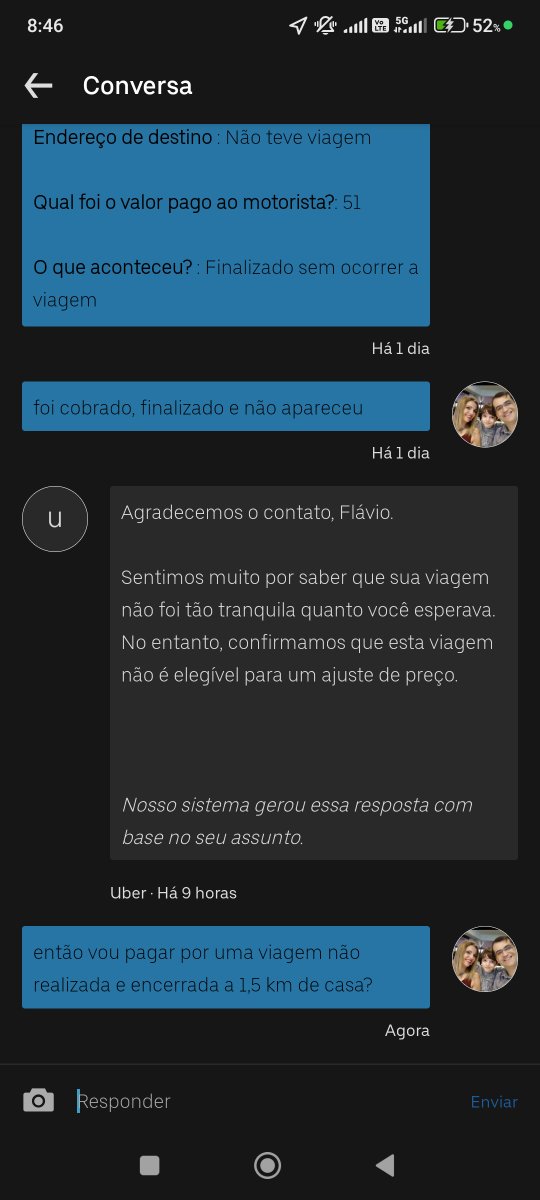 flavbor's tweet photo. Alô @Uber tá certo isso? Reservo uma viagem, o motorista encerra a mesma a 1,5km de minha casa depois de andar 50m e não é elegível para reembolso? https://t.co/WtxEiZfPph