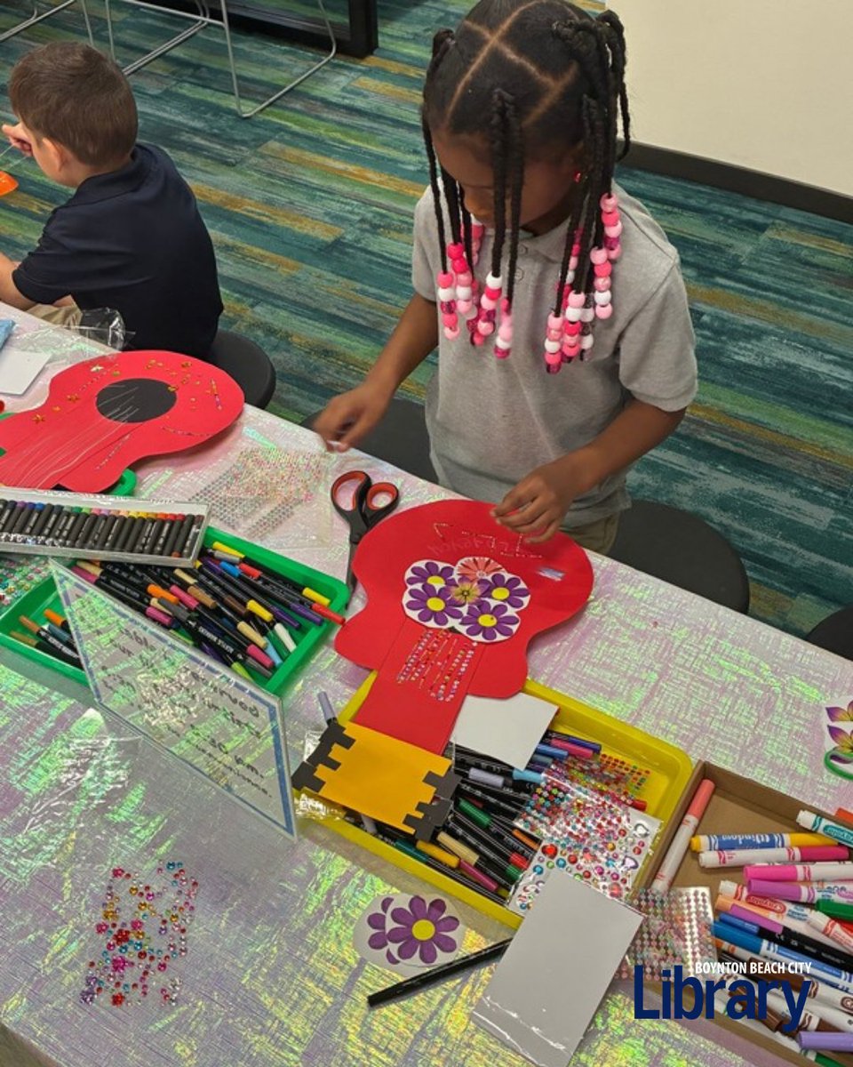 BBCityLibrary's tweet photo. Celebrating Hispanic Heritage Month by creating Coco-inspired guitars! 

There are crafts and more at the library! It's Library Card Sign Up Month - the perfect time to get your library card. https://t.co/Vx5355AS0Z