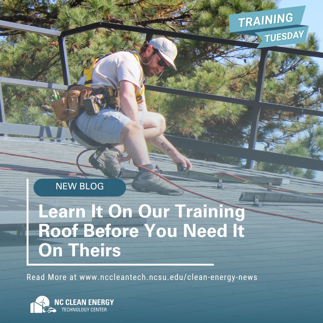 NCCleanTech's tweet photo. ☀️ Check out our new training blog to learn why hands-on rooftop solar skills matter before the jobsite.🏠️ 

Our "Roof Ready: Rooftop Solar Safety &amp; Preparedness" training is on October 20 at NCCETC's Training Yard in Raleigh, NC.

👉 Read the blog: https://t.co/xZ7rTFgH9s https://t.co/prKGwxGoYw