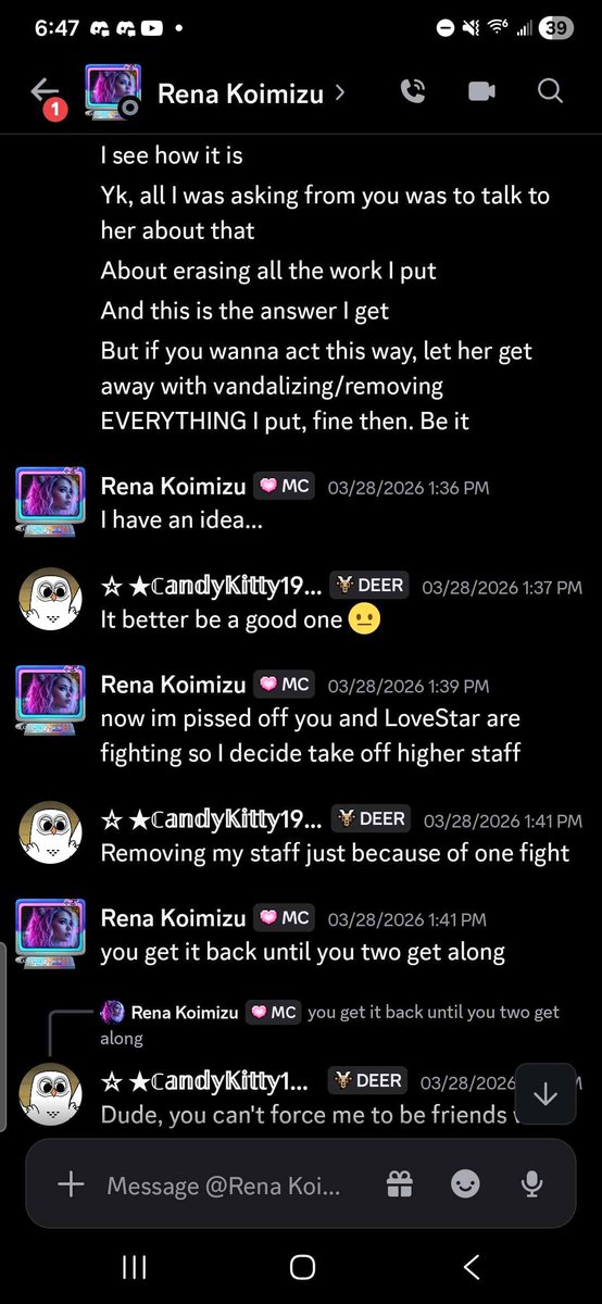 KittyMitty2038's tweet photo. @TizzysAlt Oh yeah, If anyone sees this and you think about wanting to work for GameToons Wiki, I don't advice you work for these fucks. These staff people are just plain childish asf, pick favorites and just act plain retarded. They're not good people. Mostly Rena. https://t.co/UXKYTZWNmd