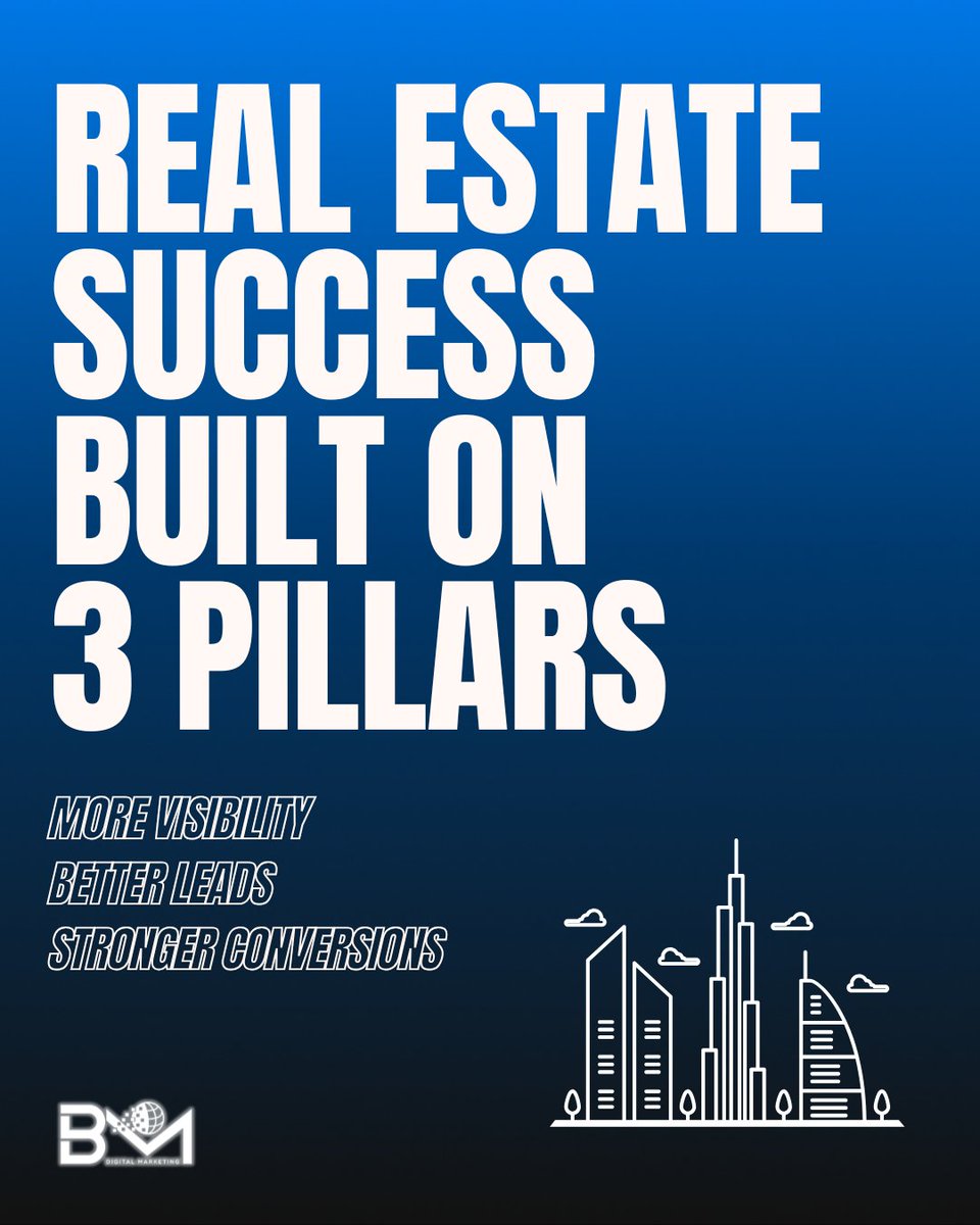 bmmarketinguae's tweet photo. Real Estate success built on these pillars 👍
.
.
we are a full-service agency, we are BM Digital Marketing that provides:
✅ Social Media Marketing & WhatsApp marketing
✅ Content Creation
✅ Lead Generation Campaigns
✅ Google Ads (PPC)
✅ Branding & Design
✅ SEO Services
Contact Us
BM Digital Marketing Agency in Dubai.
Mobile / WhatsApp: +971 55 488 7801
Website: https://t.co/FW8EOnrLxt
Email: info@bmmarketing.ae
Address: Concord Tower, Office No. 44, 9th Floor, Al Sufouh – Dubai Media City – Dubai – UAE 📍
✨ Your growth starts with one click — let’s build something powerful together. ✨
#BMMarketing #DubaiBusiness #DubaiMarketingAgency #DigitalMarketingDubai #socialmediaagency