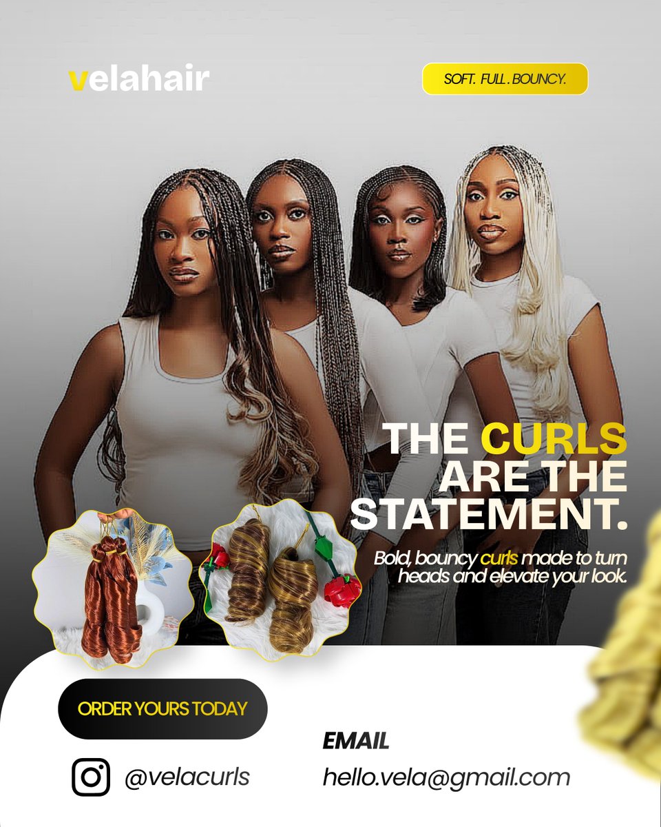 _demidesigns's tweet photo. VELAHAIR 🤎✨
Really enjoyed working on these flyers. The goal was to keep each one different while still making them feel like they belong to the same brand.
Anyway, here’s how it turned out. 👀
#graphicdesign https://t.co/I5oIpTXFez