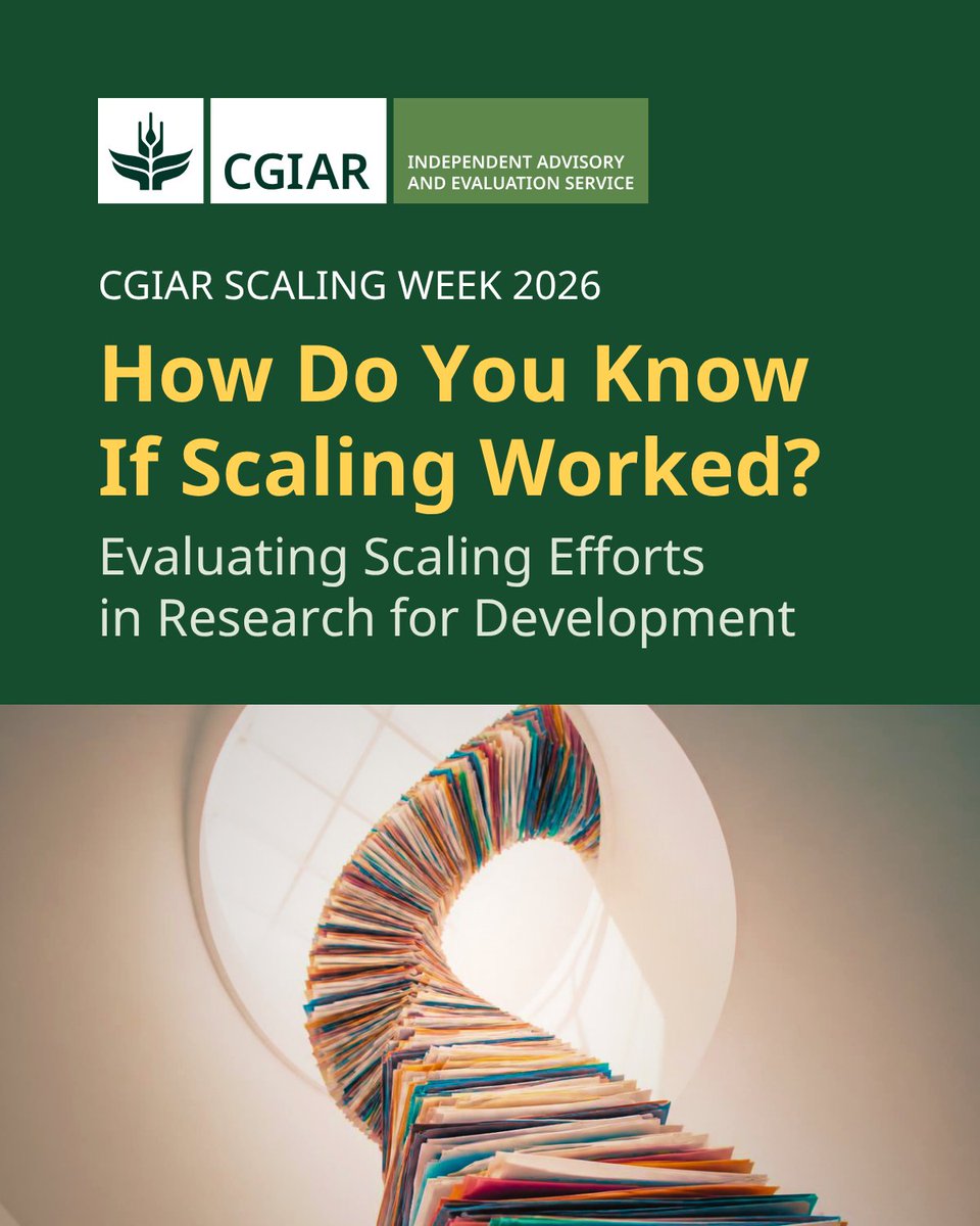 IAES_CGIAR's tweet photo. How do you evaluate whether the scaling effort was worth it?

For #ScalingWeek2026 attendees, you're invited to join our session where we present a new framework for evaluating scaling efforts, developed by @iaes_cgiar.

Know more: https://t.co/T1xQxFXL8G

@CGIAR @CGIARScaling https://t.co/19ev6BUjwg