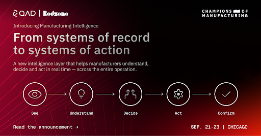 QAD_Community's tweet photo. Today at Champions of Manufacturing in Chicago, we unveiled Manufacturing Intelligence, our vision for helping manufacturers move beyond systems that just record data toward systems that understand, decide and act.

📖  https://t.co/ri7aVjzCHW

#ChampionsofMFG https://t.co/ApenQAAyIj