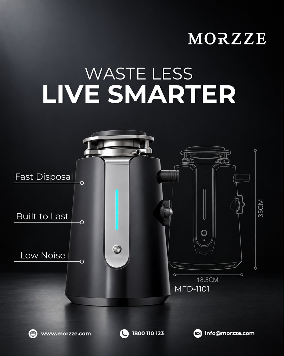 MorzzeIndia's tweet photo. Say goodbye to kitchen waste, the smart way. 🗑️⚡

Meet the Morzze MFD-1101 — built for fast disposal, low noise, and long-lasting performance. Because a smarter kitchen starts with smarter waste management.

#Morzze #SmartKitchen #KitchenAppliances #FoodWasteDisposer https://t.co/szIP1GEAx8