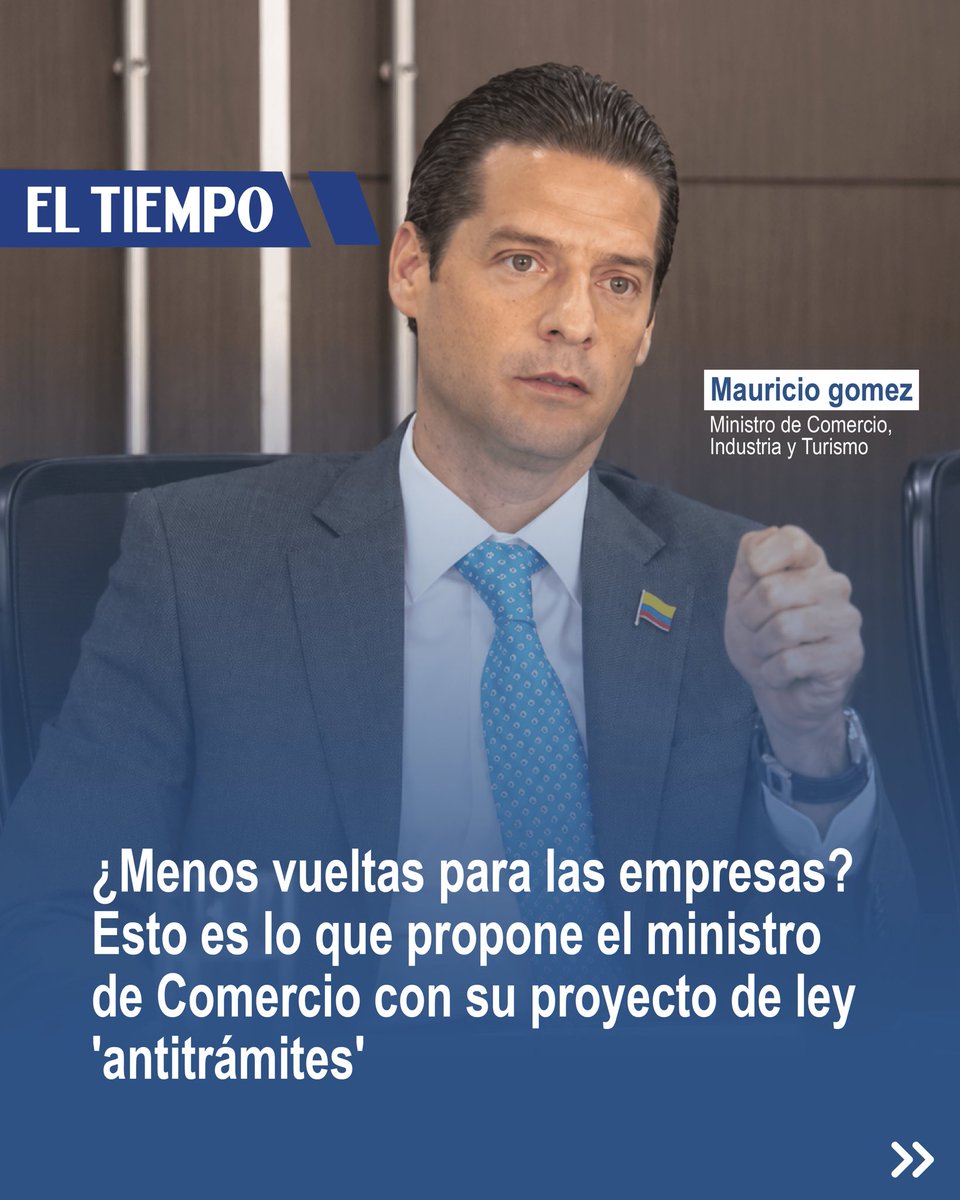 MincomercioCo's tweet photo. El Gobierno Nacional, a través del Ministerio de Comercio, Industria y Turismo, avanza en un proyecto de ley para simplificar y agilizar los trámites que enfrentan nuestros empresarios.

📰 Conoce los detalles y lee la nota completa de @ELTIEMPO 👇

https://t.co/1eXdE8XAN2 https://t.co/KiRC38BYF3