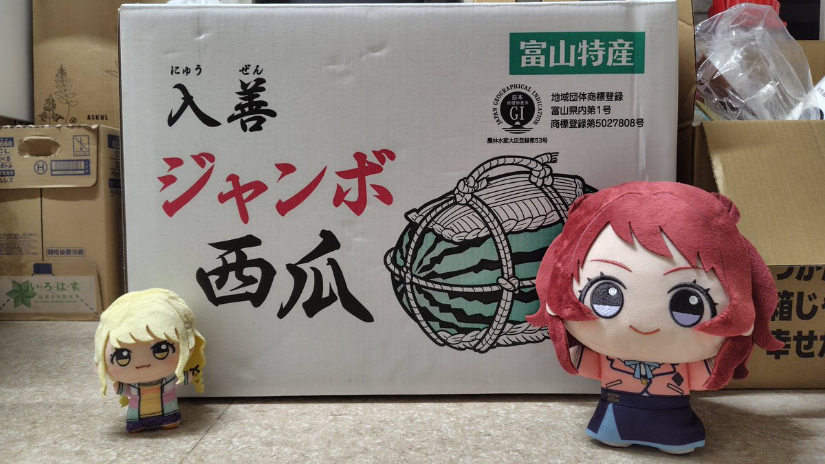 Hatate0314's tweet photo. @gakumasu_405 今は千葉県産の「あきづき」梨がオススメだナー！
ちなみに日本一デカい「入善ジャンボ西瓜(これでも最小サイズ)」も食べたナー！(１人で) https://t.co/xM9t9bZJpx
