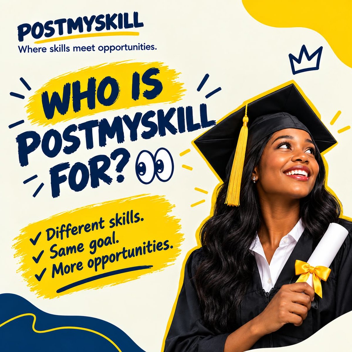 _postmyskill's tweet photo. Who is PostMySkill for? 👀

The fresh graduate with a skill.
The student making beautiful beads.
The plumber everyone calls.
The baker creating beautiful cakes.
The tech guru solving problems.
And so many more.

Whatever your skill is, there’s room for you here. https://t.co/5Mubggyi4b