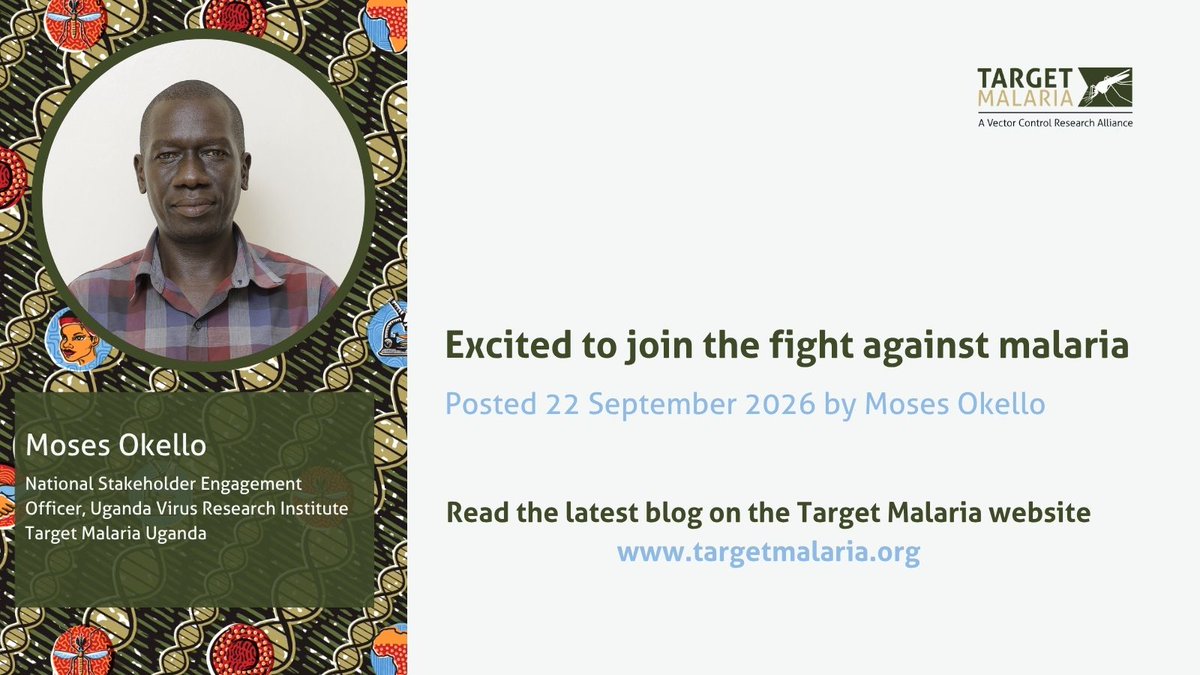 TargetMalaria's tweet photo. We are excited to welcome Moses Okello to the #TargetMalariaUganda Stakeholder Engagement team based at the Uganda Virus Research Institute (@UVRIug).
Welcome Moses! Read more: https://t.co/zlJESyLwPS
Together we can #EndMalaria! https://t.co/34fdhzCKRR