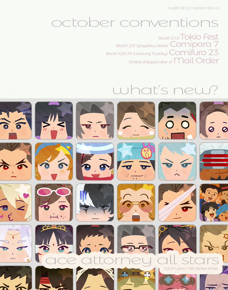 xuekaa's tweet photo. 𝄞 Xuemart October Preorders!

☆ 22 - 27 September
☆ #Tokiofest / #Comipara 7 / #CF23 / Mail order
☆ Original, Dungeon Meshi, Ace Attorney, &amp; More!
🔗https://t.co/5QoV7e0F7b
 
#comifuro23 #cf23catalogue https://t.co/Y65Hi5oPad