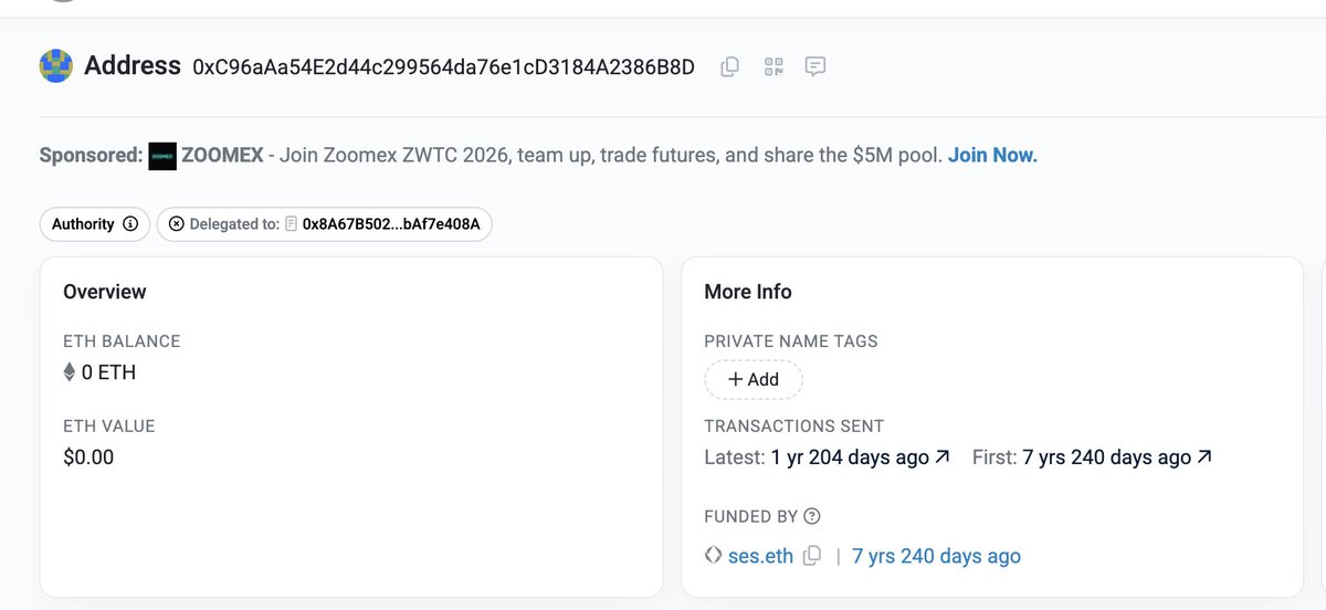 0xstanczyk's tweet photo. $SESBOT dev wallet was funded by ses.eth in Jan 2019 That's @schmidsi, ENS DevRel. 7 years of on-chain history behind an "AI agent" coin on Robinhood Chain and he hasn't said a word. 

0x79612ffa3f4d7970dfd561bffe9db597f90e54a4 https://t.co/LsjRBv4rbn