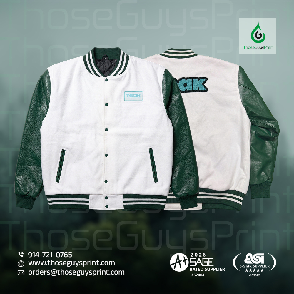 4ThoseGuysPrint's tweet photo. From classic black-and-white to custom color combinations, these recent deliveries show how logos, graphics, and branding can turn a varsity jacket into something unique.

Have a custom jacket project? Let’s make it happen.

#ThoseGuysPrint 
#1ofThoseGuys 
#CustomApparel https://t.co/2MBYhysQVf