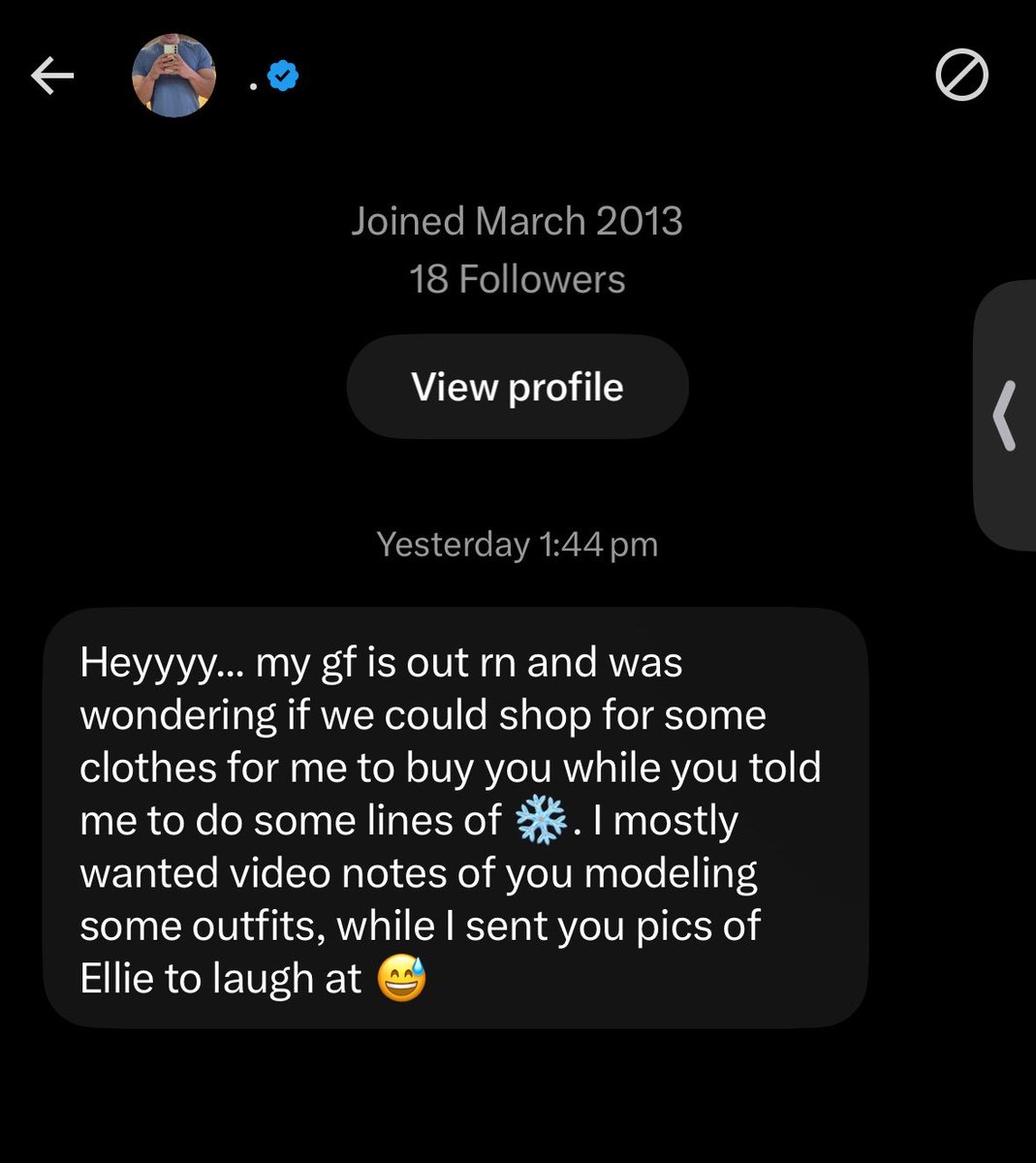 nymphohgod's tweet photo. The only reason I would laugh at Ellie is because she’s with your dumbass, these idiot pigs think I’d make fun of a woman for some clothes? Please. https://t.co/ALdMo2cmGv