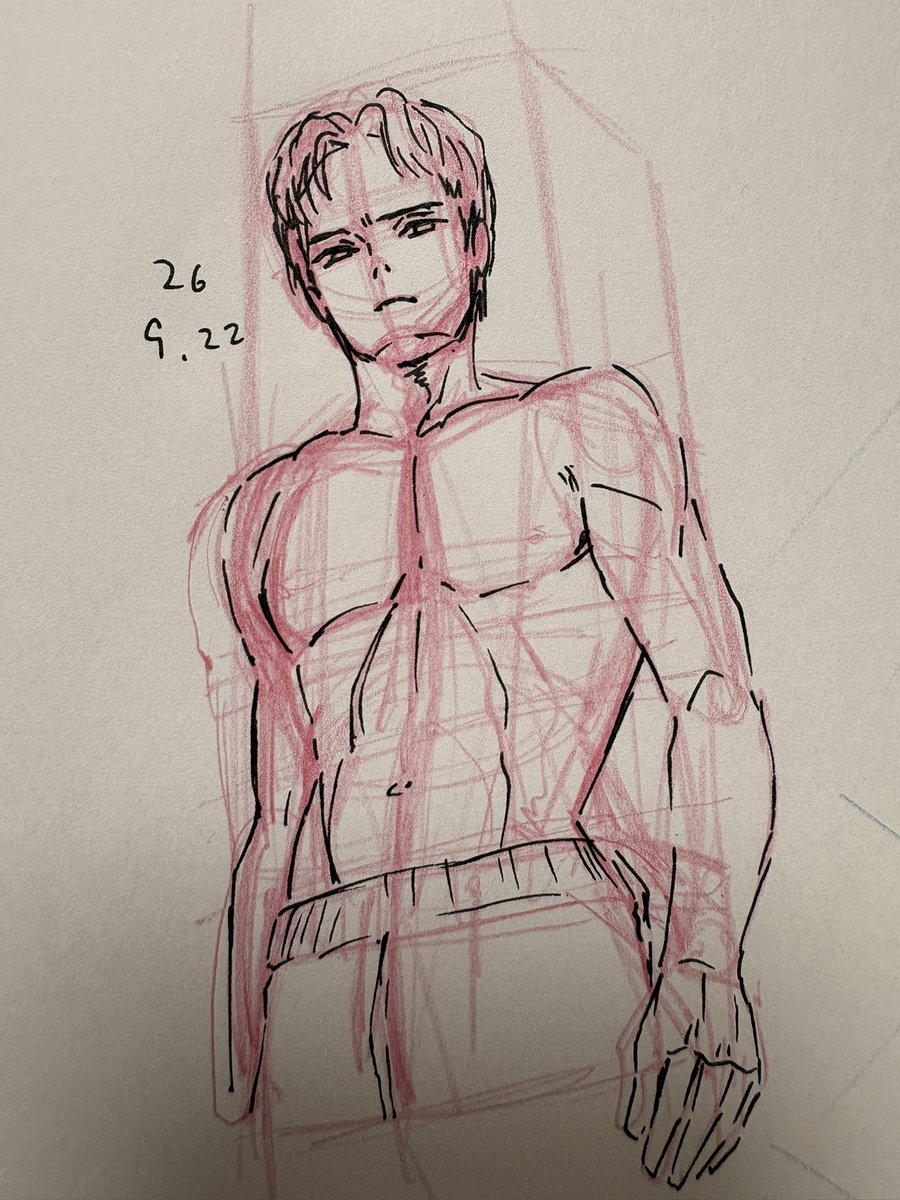 Sen_no_tochu's tweet photo. 今日の人物練習。
一枚目はパースと胴体の傾きを意識して描きました。
２枚目は目がずれちゃってる…
カラーシャーペン楽しい！

#人体練習 #クロッキー https://t.co/CPjzXRx4sY