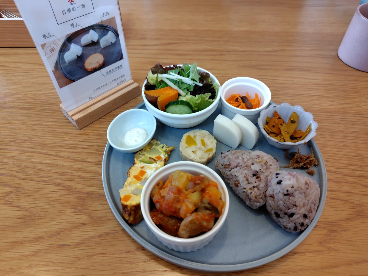 kiyokko's tweet photo. 小田原のかまぼこ屋さんのカフェに行ってきた！ワンプレートランチのラタトゥイユにイワシつみれ入っててめちゃ美味しかった…カレーもイワシ団子パクチー入りで美味しい。また行きたい。
今日暑くて海の近くのお店まで歩いていくのにヘロヘロになったけどお土産のかまぼこも買って元気に帰ってきた✌️ https://t.co/RLwGZVFmSj