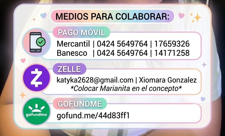 mariani87784922's tweet photo. Es URGENTE vzla 🚨no puedo perder tratamientos y consultas necesito:
Trileptal susp
Decapeptyl
Cita oftalmólogo
Cita neurólogo y neurocirujano
Operar mis ojos
Mi vida depende d seguir plan médico para ver avances por favor ayuda no tengo los recursos para todo 🙏 para colaborar👇🏻 https://t.co/rxfhsYcOTk