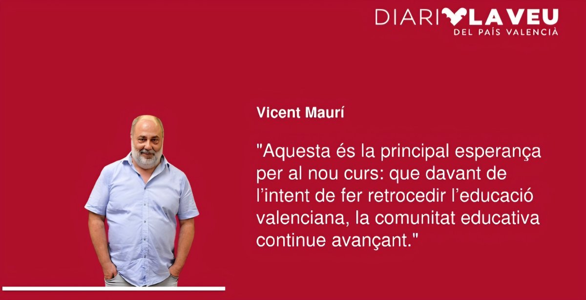STEPV_Iv's tweet photo. 'Nou curs, velles polítiques', article de @VicentMauri 

"Aquesta és la principal esperança per al nou curs: que davant de l’intent de fer retrocedir l’educació valenciana, la comunitat educativa continue avançant."

https://t.co/MANFbh8sZq

#EscolaPública 

#LaLluitaContinua https://t.co/ORNwBh0hld