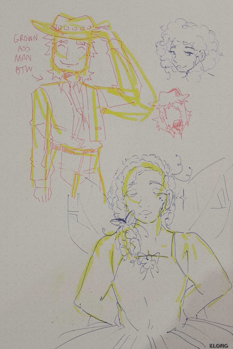 anneangeflower's tweet photo. doodles i did in college ft. funny college au #blellow https://t.co/SXygYRaxre