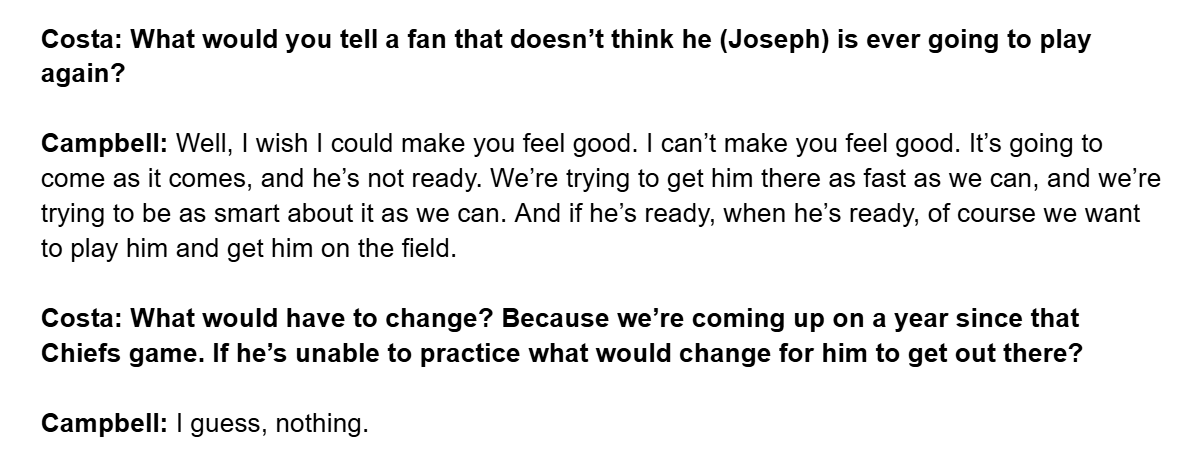 DetroitOnLion's tweet photo. Some daunting responses from Dan Campbell to @971theticketxyt on Kerby Joseph. https://t.co/4bHblbjetb