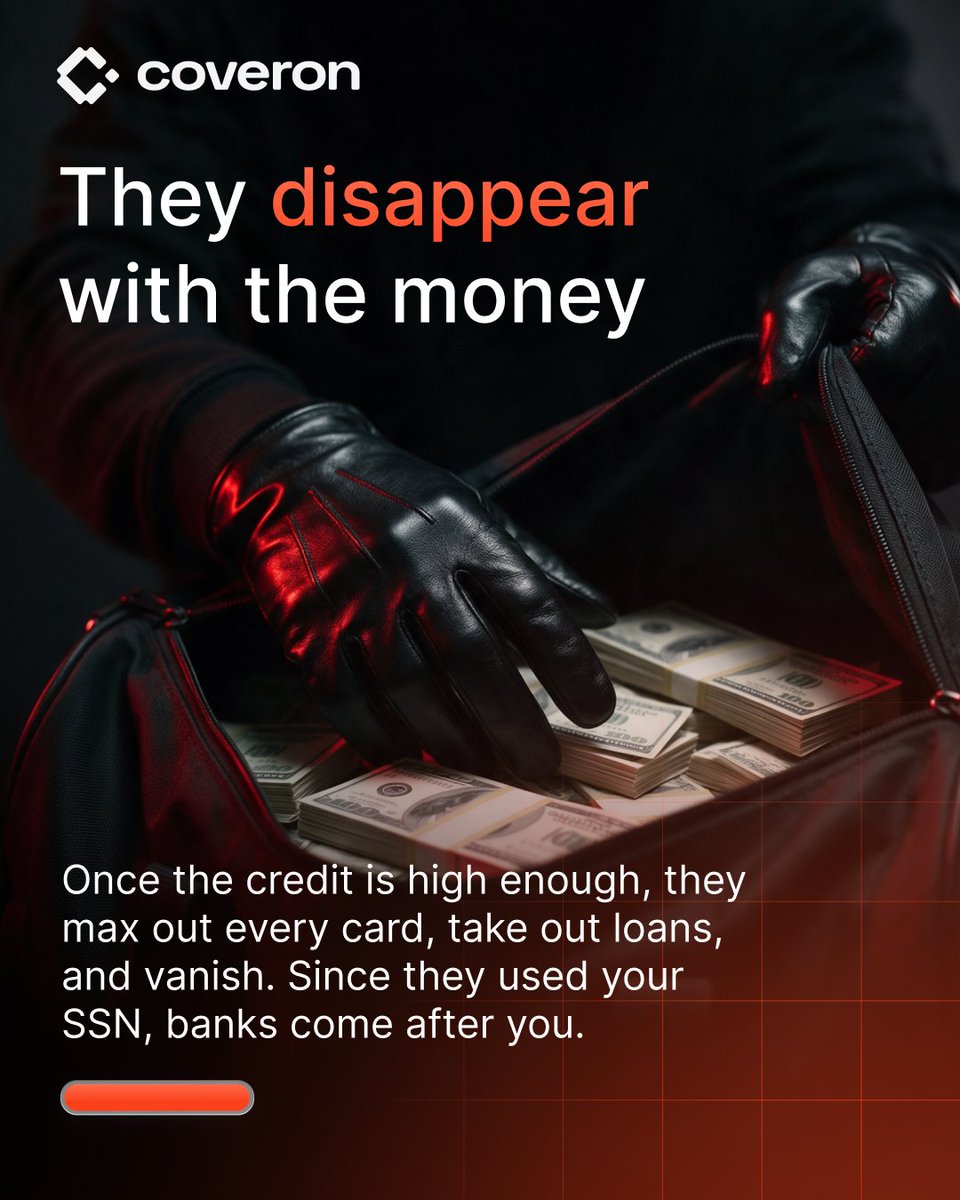 CoveronGlobal's tweet photo. And guess who gets stuck with the ruined credit and debt? You.

This is called synthetic identity fraud, and it’s happening to millions of Americans. Scammers can buy everything they need for a couple hundred dollars on the dark web to build a synthetic person. https://t.co/NuU40zXVmN