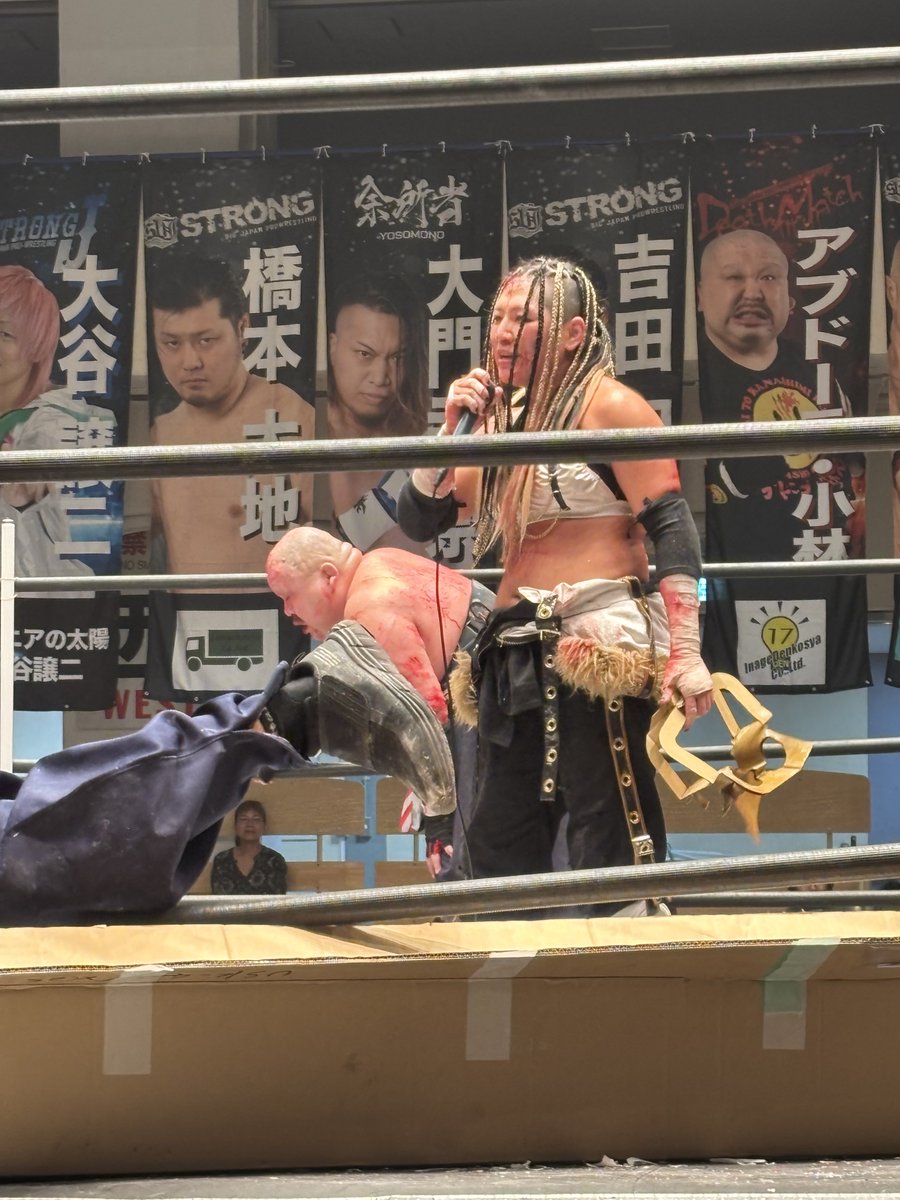 wwafc1's tweet photo. アブドーラ小林&amp;山下りな
チームワークも抜群‼️
見事に勝利‼️
初メインの櫻井選手も大健闘でした❗️
次のデスマッチ選手権は菊田選手が挑戦❗️
#bjw https://t.co/hISqwwhc5V