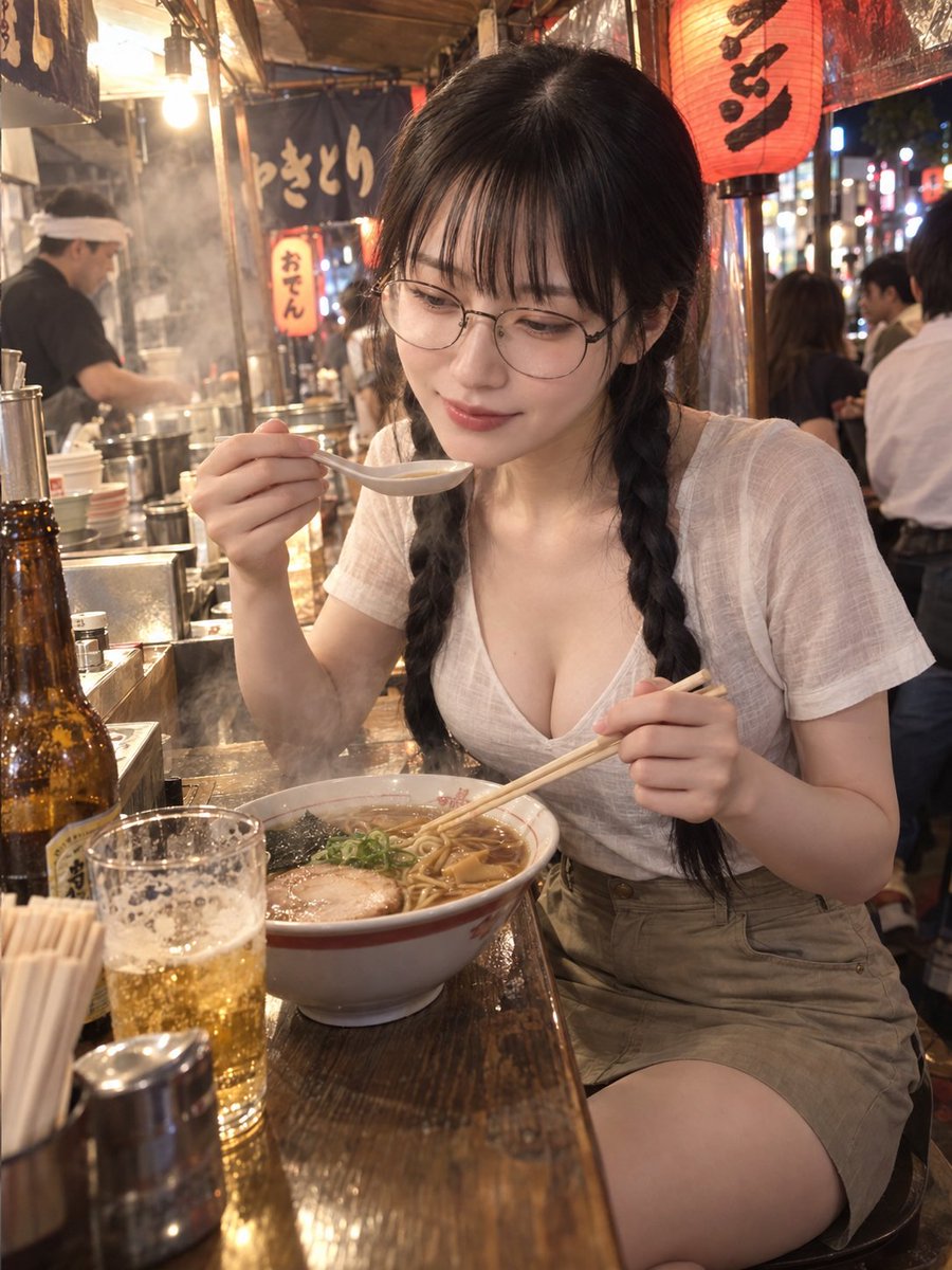 IWTBF49's tweet photo. 結局帰りが遅くなったので屋台で一杯。
私はトンコツ派なのですが、醤油ラーメンも大好きです🥰 https://t.co/7sXaZZeKDl