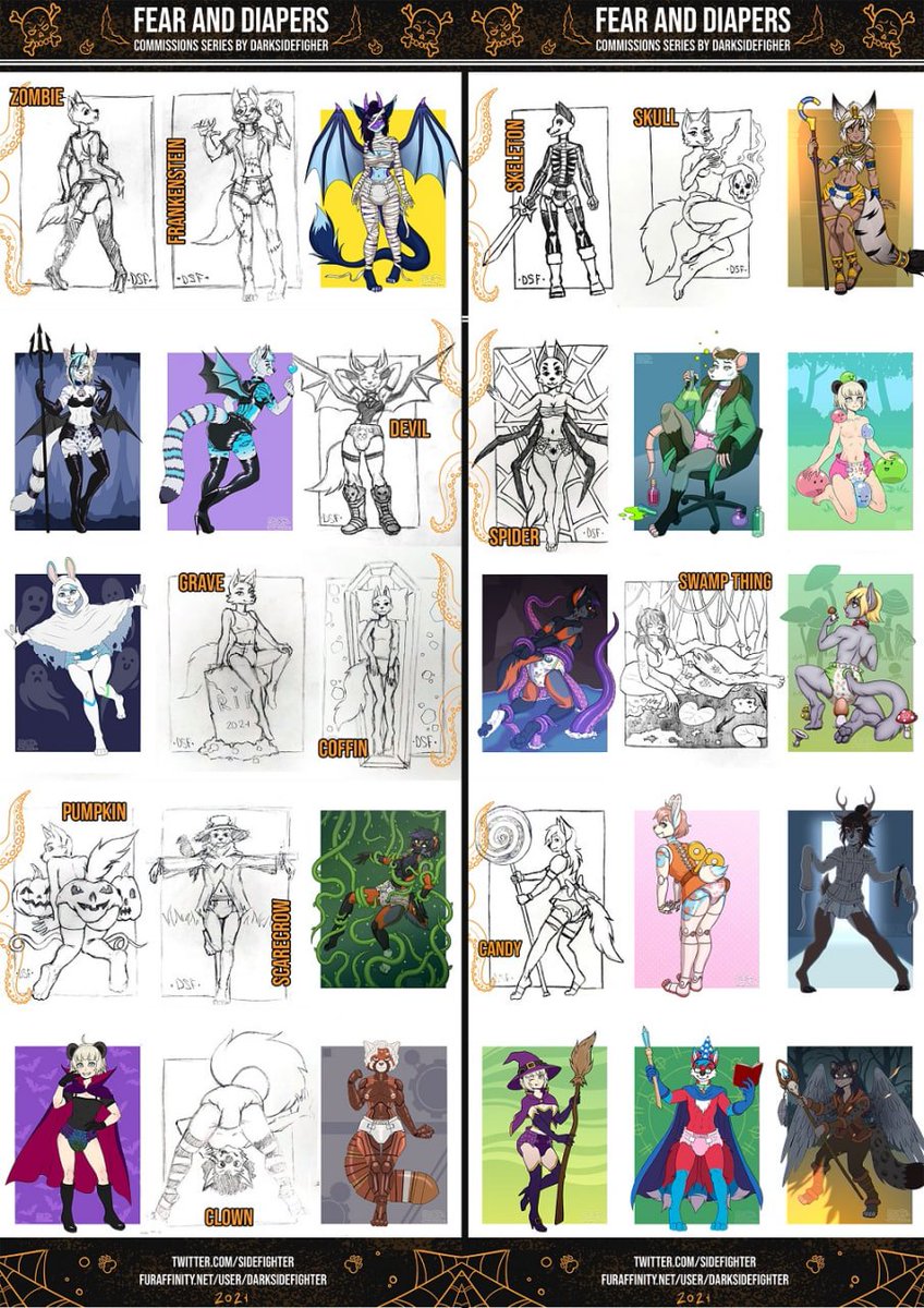 SideFighter's tweet photo. I have found many different lists of those preparing for Inktober. Can I repeat how I did in 2021, when I made YCHs based on the topics from the list?😋

Look at the example in the last picture, what should price be now? 5 years ago, I charged $55/$75 for flat/cell-shading)🤔 https://t.co/GchM8YfM6M