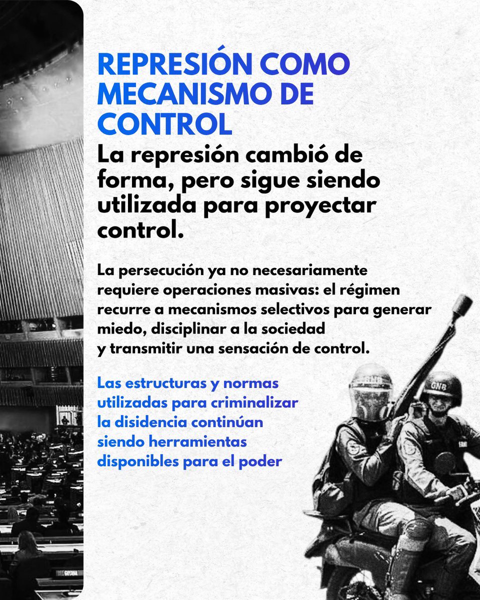 VenteDDHH's tweet photo. 🇺🇳 La ONU advierte que la represión sigue siendo una herramienta de control en Venezuela.

La Misión de Determinación de los Hechos documentó 64 nuevos casos de tortura y tratos crueles después del 3 de enero de 2026, además de detenciones selectivas y otras prácticas destinadas a generar miedo y disciplinar a la sociedad.