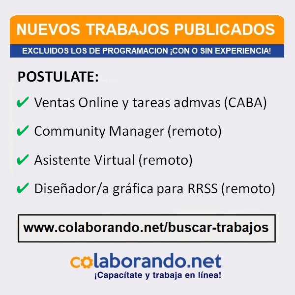 ColaborandoNet's tweet photo. NUEVAS VACANTES 📢 (Excluidas las de programación) Postúlate gratis en https://t.co/KG4sWSLXdw
Con sueldo en ARS (pesos) 👉 https://t.co/j9WHWFhBEG
Con sueldo en USD (dólares) 👉 https://t.co/4cGx7bEOKh https://t.co/6yv3a0iJ5J