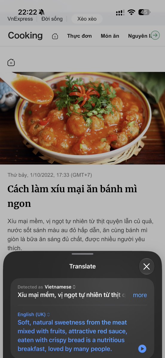 sonnykt's tweet photo. #iOS27 can no longer speak text in #Vietnamese. It incorrectly detects the text in Korean (?) for text-to-speech service, but correctly detects as Vietnamese for translation. https://t.co/m8PXC2yO2N