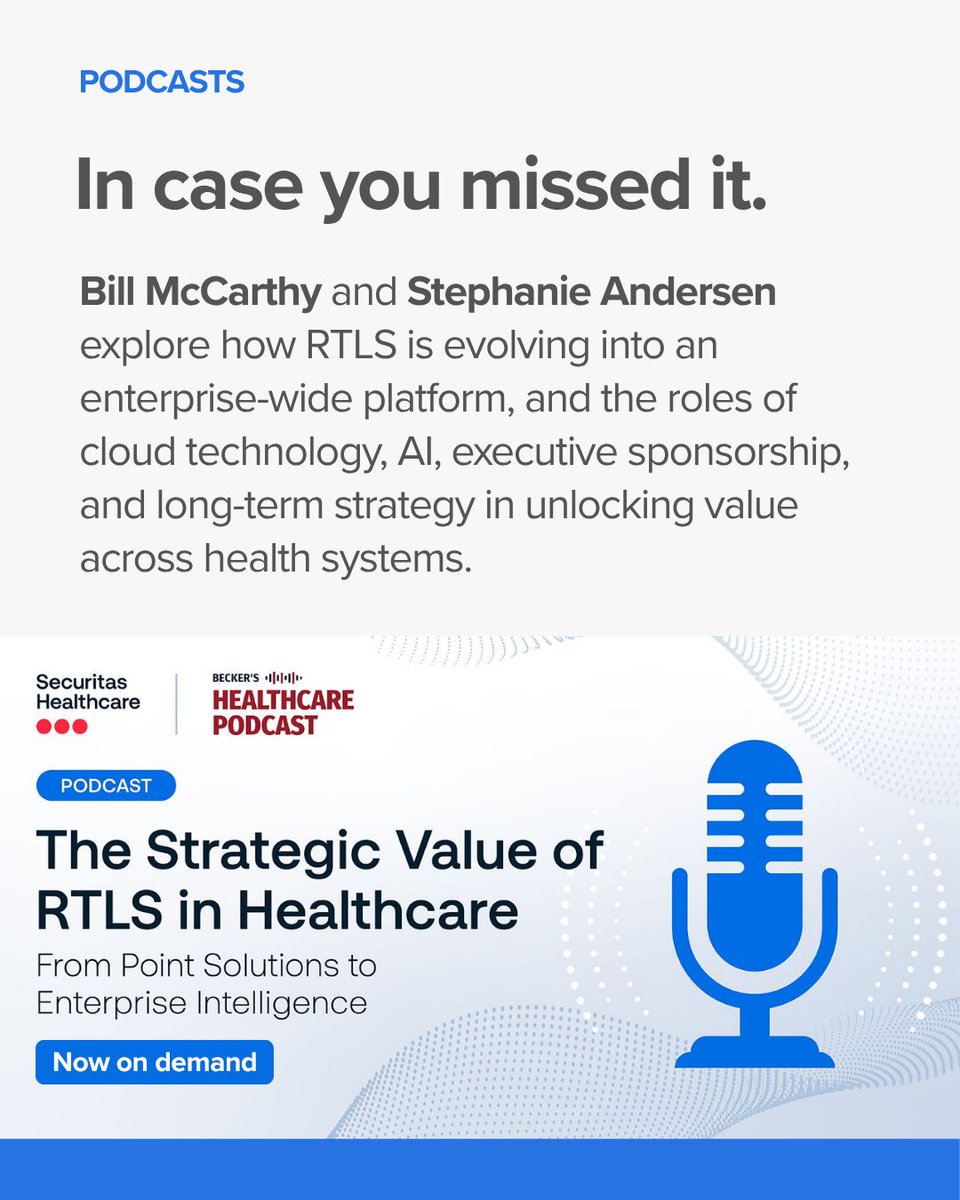 ZulaFly's tweet photo. In case you missed it: What does it take to move RTLS beyond individual applications and build a connected, enterprise-wide strategy?

Listen here: https://t.co/RMs4wqzESX

#RTLS #HealthcareTechnology #HealthcareLeadership #HospitalOperations https://t.co/vyu7M2yzAw