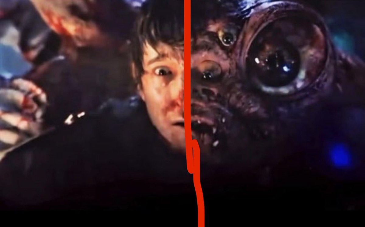 SiezerW's tweet photo. So we’re just supposed to accept that Bryan is HALF HUMAN and HALF MONSTER?! 

Make it make sense.

might be the most “just go with it” thing in Resident Evil. 🤨😂

  #ResidentEvil https://t.co/pGBEosOdeb