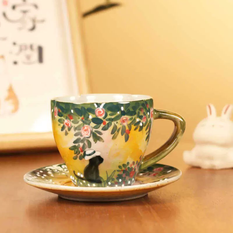 Diaz82034808's tweet photo. [Just finished this cute hand-painted ceramic mug! Made it from a plain blank with acrylic paints and a clear glaze at home — morning coffee hits different now!  #DIYCrafts #HomeMade]， https://t.co/4A6IkHdKnc