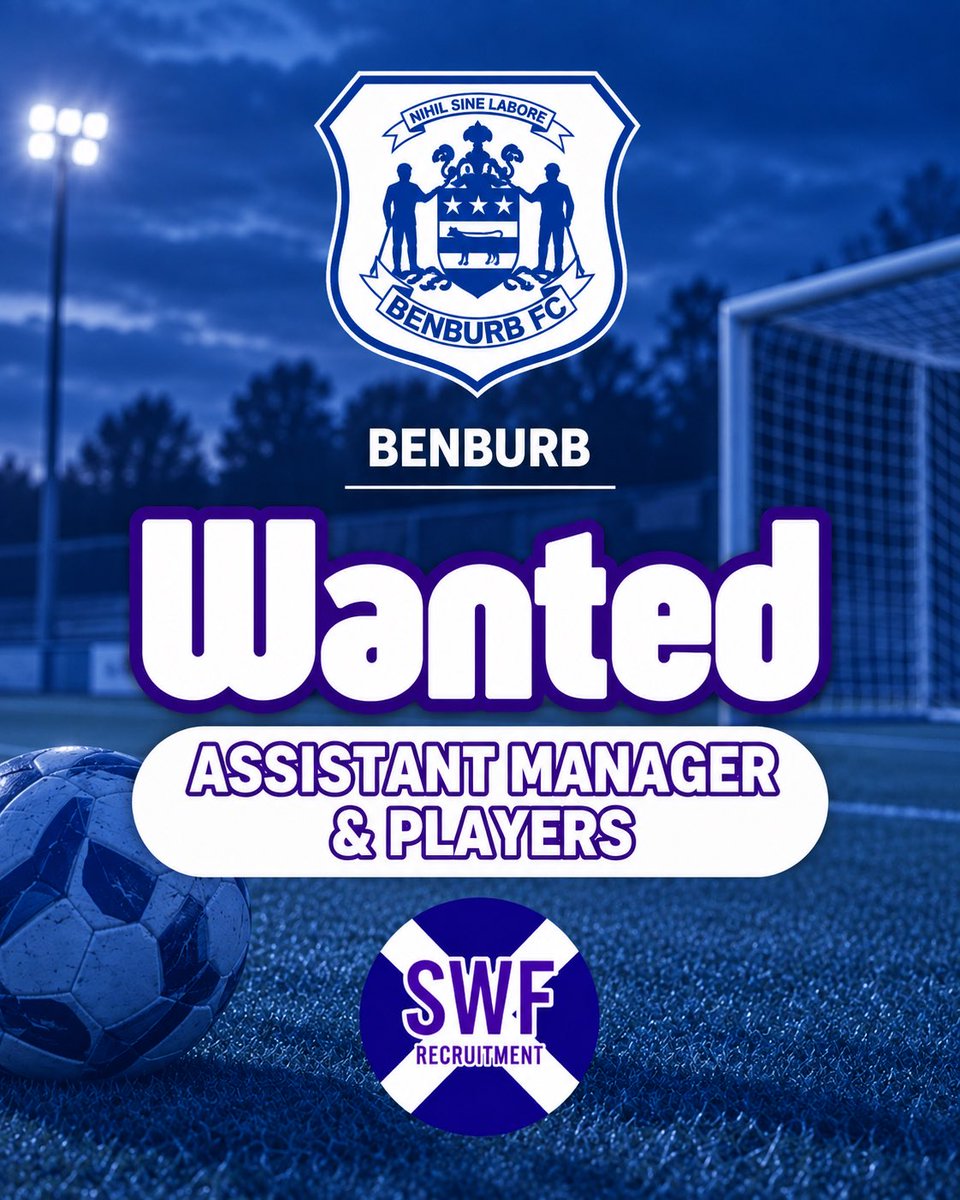 SWFRecruitment's tweet photo. 🚨 BENBURB ARE RECRUITING! ⚽

Benburb are looking for players of all abilities and a passionate Assistant Manager to join the team.

📍 New Tinto Park
⚽ Training Tuesdays &amp; Thursdays

Interested? Get in touch with the club directly.

#SWFRecruitment #WomensFootball https://t.co/Cm6iV4BF9o