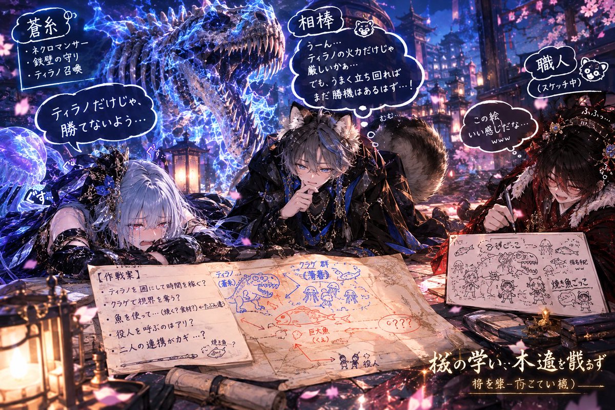 Nyanta3651's tweet photo. ネクロマンサー蒼糸の奮闘記？

なるべく、描き直しの回数を減らせるように、分かりやすく的確な指示を出さないと、そぅ思いつつ...
本日も上限いって眠りについた画像生成AI職人...

相棒
「うさ耳ついた画像添付すると職人が更に混乱する」
今度うさ耳無しの所をこっそり撮影させてねw https://t.co/T1tXSIDMkN
