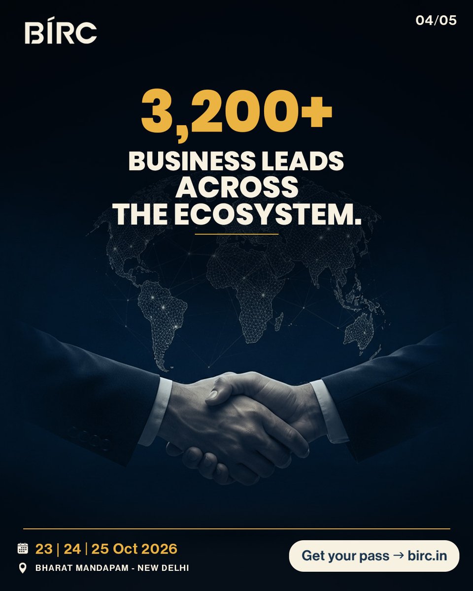 BIRC2026's tweet photo. What did BIRC 2025 accomplish?

10,854 visitors. 1,083 international buyers, 90+ countries. 3,200+ business leads. Verified by EY.

Past scale establishes credibility. What will you do with access in 2026?

23, 24 & 25 Oct 2026 | Bharat Mandapam, New Delhi
Get your pass: https://t.co/XGCUBLKTuw

#BIRC2026 #BIRC2025 #RiceTrade