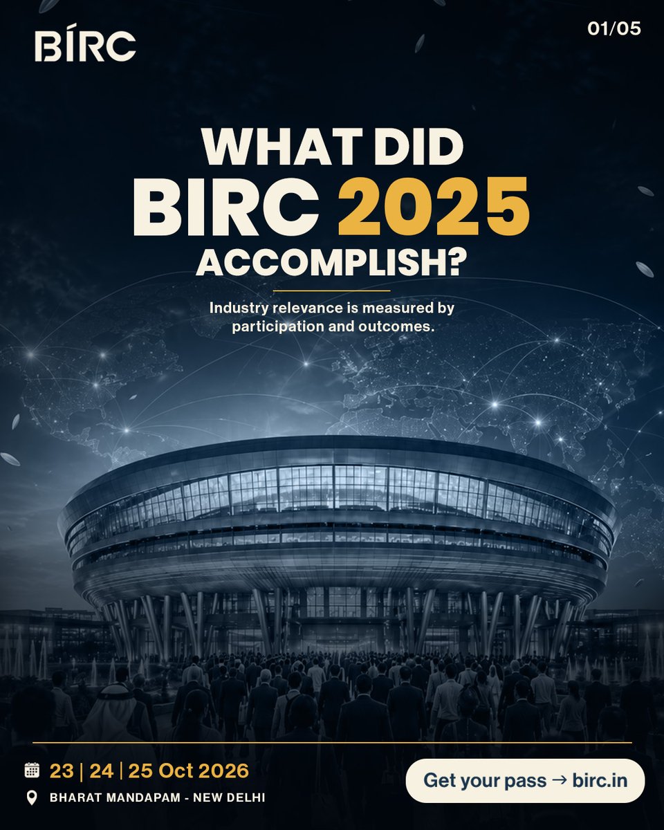 BIRC2026's tweet photo. What did BIRC 2025 accomplish?

10,854 visitors. 1,083 international buyers, 90+ countries. 3,200+ business leads. Verified by EY.

Past scale establishes credibility. What will you do with access in 2026?

23, 24 & 25 Oct 2026 | Bharat Mandapam, New Delhi
Get your pass: https://t.co/XGCUBLKTuw

#BIRC2026 #BIRC2025 #RiceTrade