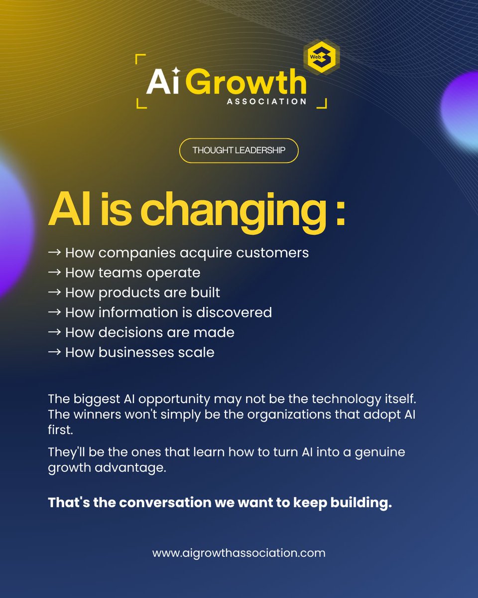 AiGrowthSummit's tweet photo. 𝗪𝗵𝗮𝘁 𝗮𝗿𝗲 𝘆𝗼𝘂 𝗱𝗼𝗶𝗻𝗴 𝗱𝗶𝗳𝗳𝗲𝗿𝗲𝗻𝘁𝗹𝘆 𝗯𝗲𝗰𝗮𝘂𝘀𝗲 𝗔𝗜 𝗲𝘅𝗶𝘀𝘁𝘀?  

The real opportunity is not simply using AI to automate a task or make a process faster.

#ai #growth #web3 #new #tech https://t.co/hv3Wc4JLy8