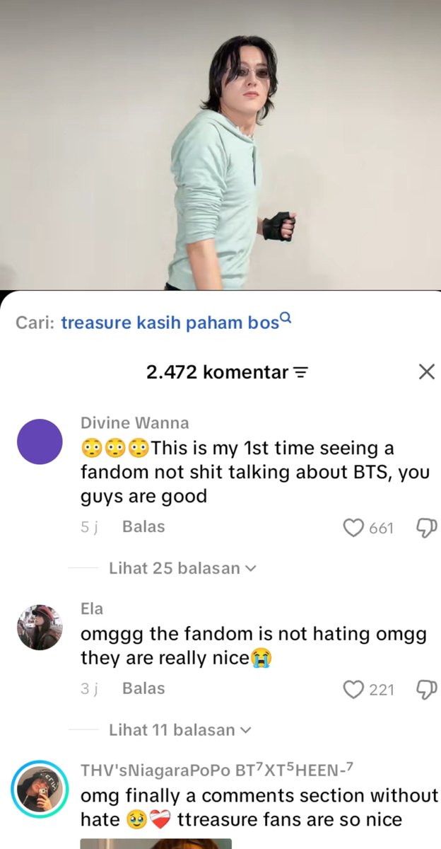 jihooniegirl_'s tweet photo. Jujur gue baru buka tiktok dan kaget liat komenan di postingan treasure yg terbaru😭 tapi jujur sebenarnya penasaran knp pada bilang makasih karena gak ngehate idolanya? Emg knp deh? https://t.co/0CJvgm87IV