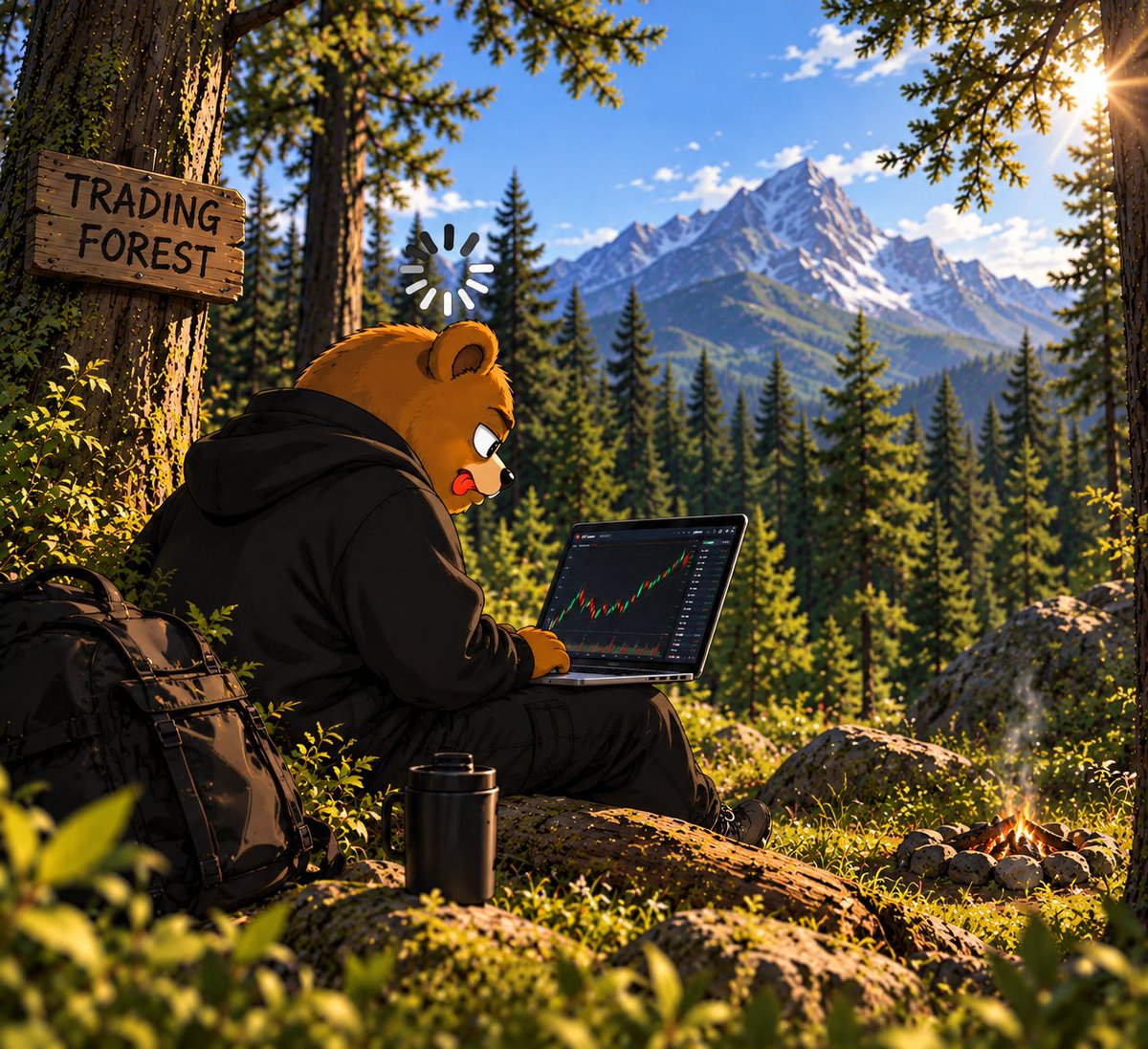 BufferBearBUFF's tweet photo. Buff went into the forest to touch some grass and escape the charts 🌲🐻

Somehow, he’s now sitting under a tree, staring at the charts and waiting for the market to finish loading 🔄

Crypto has been looking pretty bullish lately… 👀📈

Real breakout? Bull market confirmed? 🐂🔥

Or is this just a short squeeze before the market hits us with the biggest fakeout of 2026? 😬📉

The bulls are running. The bears are confused.

And Buff?

Still buffering at 99%. 🔄❤️