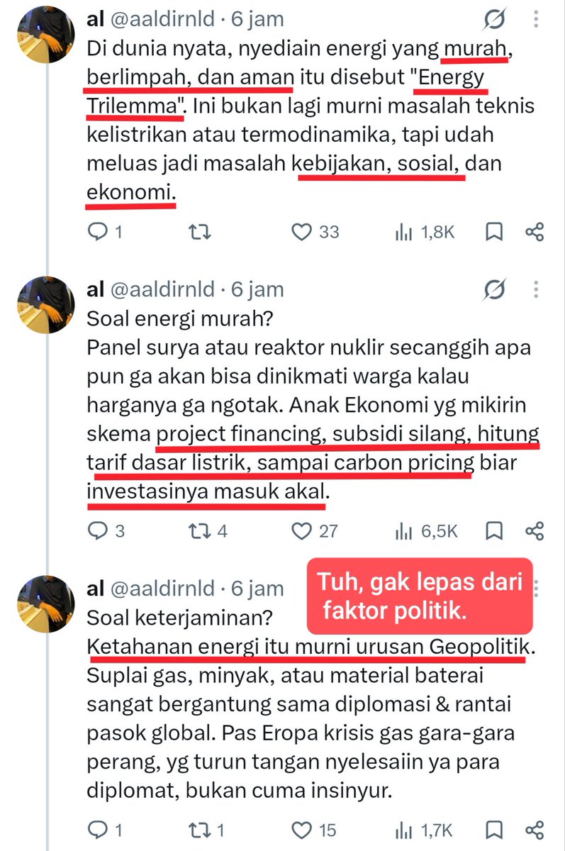gumpnhell's tweet photo. Ini yg ane bilang. Ngomongin energi itu gak bisa sekedar ngomongin teknologi doank seolah berdiri sendiri. Faktornya bnyk apalg aspek sospol. Jd multidisiplin.

Ente mungkin kaget klo tau ketua asosiasi energi surya Indonesia dari D3 Bahasa Inggris &amp; karir awal di bank. 🤣 https://t.co/jjW1rGbZQz
