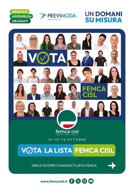 FemcaCISL's tweet photo. 🌅Un domani su misura
🗳️📣Dal 14 al 16 ottobre si rinnova l’Assemblea dei delegati di #Previmoda
🙋🏻‍♀️🙋‍♂Se lavori un un'azienda del settore #moda vota #femca #Cisl 
Perché sceglierci?
🎯Per la nostra #responsabilità #competenza e #trasparenza  
🛡️Perché ci impegniamo a vigilare sui risparmi evitando azzardi finanziari
👥 Perché siamo una squadra di persone pronte a mettersi al servizio della collettività
📅Dal 14 al 16 ottobre scegli la competenza e ricorda che negli stessi giorni si rinnova anche il fondo integrativo #sanimoda 
💪Vota Femca Cisl! #domanisumisura