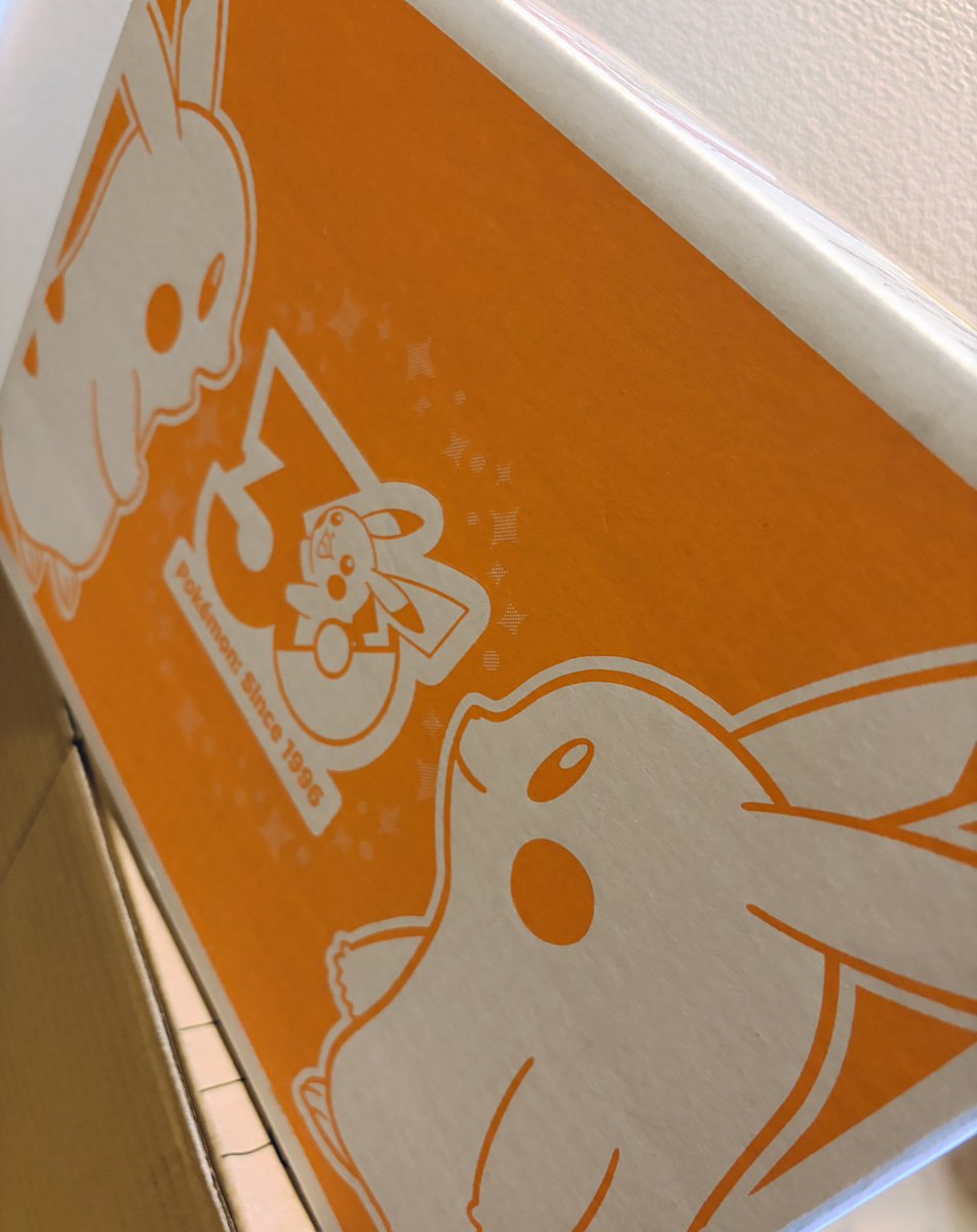 hiroakiyoko's tweet photo. 半年前に注文したはじまりのピカチュウ届いた！！ダンボールまでかわいい https://t.co/2JbDZ6GgMk